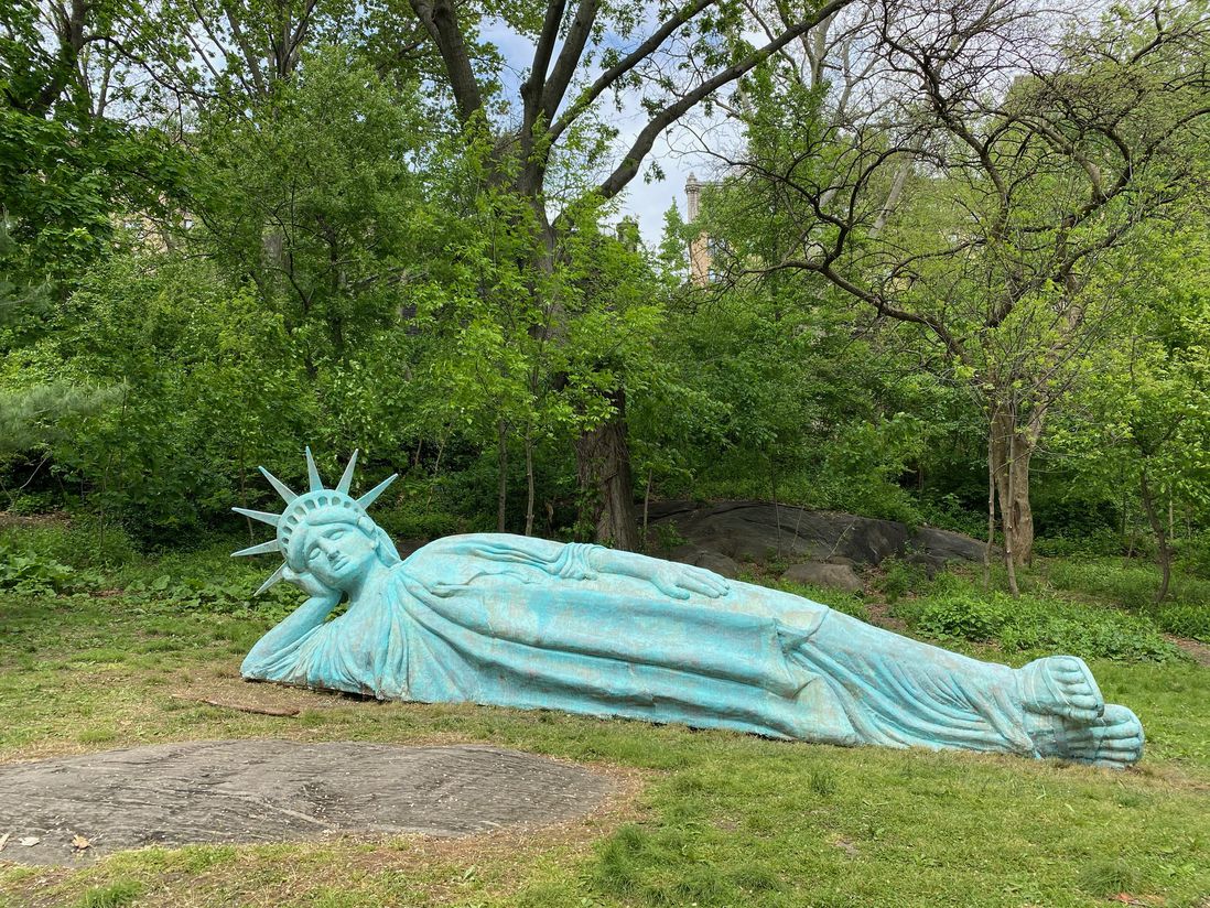 Reclining Liberty in Morningside Park